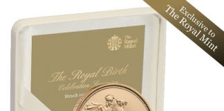 Royal Birth 2013 UK £5 Silver Sovereign Coin, Limited Gold 2013 Royal Birth Gold Sovereign