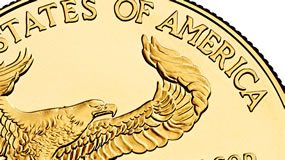 Gold Falls from Three-Week High, US Mint Gold Bullion Coins Rise American Eagle gold bullion coin - partial reverse