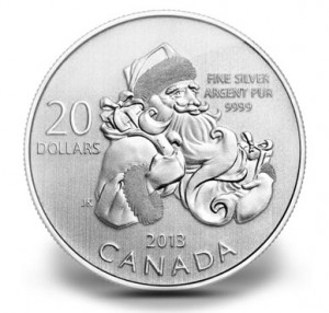 Canadian 2013 $20 Santa Silver Coin