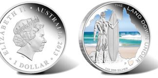 2013 Surfing Coins End Land Down Under Series 2013 $1 Surfing Gold Coin from Land Down Under Series