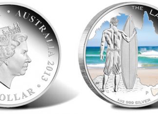 2013 Surfing Coins End Land Down Under Series 2013 $1 Surfing Gold Coin from Land Down Under Series