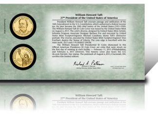 2013 William Howard Taft Presidential $1 Coin Cover Available Back of 2013 William Howard Taft Presidential $1 Coin Cover