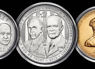 5-Star Generals Profiles Collection of Coins and Medal Clad Half-Dollar, Silver Dollar and Bronze Medal in 2013 5-Star Generals Profiles Collection