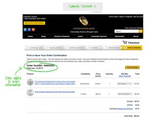 US Mint Online Enhancements, New Shopping Cart and Waiting Room New US Mint Online Order Confirmation Screen