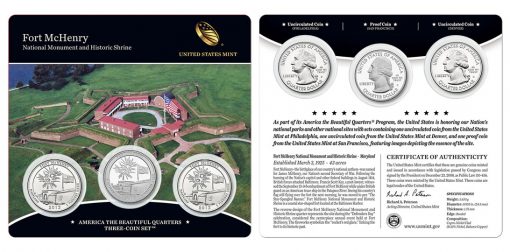 2013 Fort McHenry Quarters Three-Coin Set - Front Side and Back Side