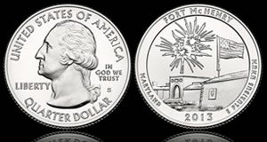 US Mint Coin Production in August, Fort McHenry Quarter Mintages 2013 Ft. McHenry Quarter