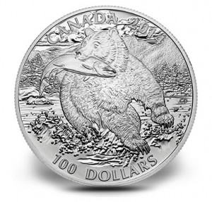 Canadian 2014 $100 Grizzly Silver Coin
