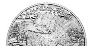 Canadian 2014 $100 Grizzly Silver Coin for $100 Canadian 2014 $100 Grizzly Silver Coin