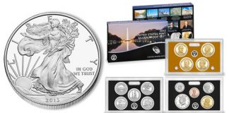 US Mint Sales: Numismatic Products Weaker to Steady 2013-W Proof American Silver Eagle and 2013 Proof Set