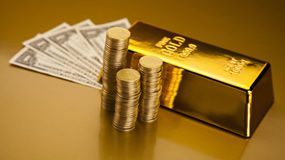 Precious Metals Rebound, Snapping Two-Session Losing Streak Coins, gold bar and US dollars