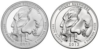 2013 Mount Rushmore National Memorial Quarters Three-Coin Set 2013 Proof and Uncirculated Mount Rushmore National Memorial Quarters