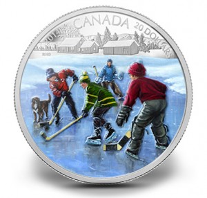 2014 $20 Canadian Pond Hockey Silver Coin