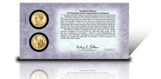 2013 Woodrow Wilson Presidential $1 Coin Cover Available Back of 2013 Woodrow Wilson Presidential $1 Coin Cover
