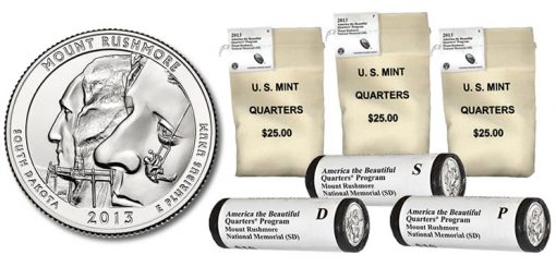 Bags and rolls of Mount Rushmore National Memorial Quarters