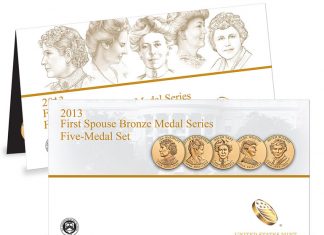 2013 Ellen Wilson First Spouse Gold Coins Released 2013 First Spouse Bronze Medal Set