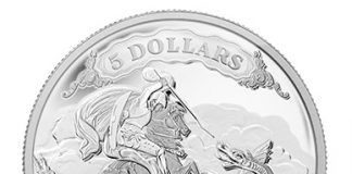 2014 $5 Saint George Slaying Dragon Silver Coin