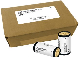 US Mint Halts $1 Coins in 500-Coin Boxes 500-coin box of Theodore Roosevelt Presidential $1 Coins