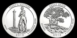 Gold Dips, US Mint 5 Oz Silver Bullion Coins Sell Out Perry's Victory and Great Basin 5 Oz Silver Bullion Coins