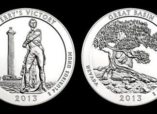 Gold Dips, US Mint 5 Oz Silver Bullion Coins Sell Out Perry's Victory and Great Basin 5 Oz Silver Bullion Coins