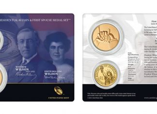 Woodrow Wilson Presidential $1 Coin & Edith Wilson Medal Set Woodrow Wilson Presidential $1 Coin and Edith Wilson Medal Set (Front and Back)