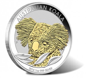 2014 Australian Koala 1 oz Gilded Silver Coin