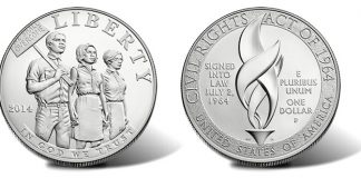 2014 Civil Rights Act Silver Dollars Debut Sales Sluggish 2014 Proof Civil Rights Act of 1964 Silver Dollar