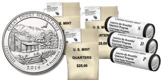 2014 Great Smoky Mountains Quarter Bags and Rolls on Sale Bags and Rolls of 2014 Great Smoky Mountains Quarters