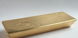 Gold, Silver Down for Second Day; US Mint 1 Oz Bullion Coins Rise One gold bullion bar