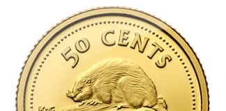 2014 50c Beaver Gold Coin Inspired by 1937 Canadian Nickel Design 2014 50c Proof Gold Beaver Coin