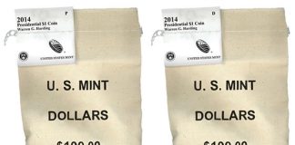 2014 Warren G. Harding Presidential $1 Coins in Rolls, Bags and Boxes 2014 P and D Warren G. Harding Presidential $1 Coins in Bags