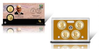 US Mint Sales: $1 Coins Lead; Proof Silver Eagles in Reverse 2014 Harding $1 Coin Cover, 2014 Presidential Proof Coins