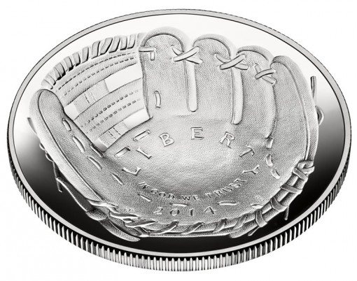 2014 National Baseball Hall of Fame Proof Silver Dollar - Obverse, Angled