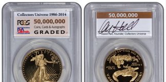 Collectors Universe 50 Millionth Certified Collectible is Morgan Dollar Collectors Universe Awarded Gold Eagle for 50M Certification