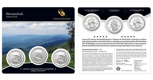 2014 Shenandoah National Park Quarters Three-Coin Set