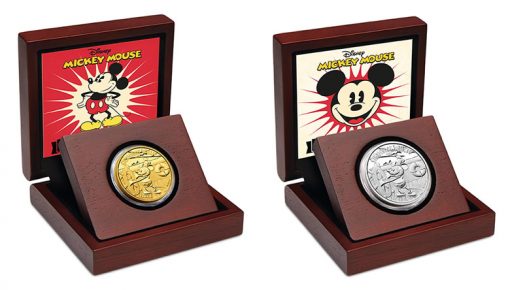 2014 Steamboat Willie Gold and Silver Coins in Presentation Cases