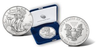 2014-W Uncirculated American Silver Eagle Released 2014-W Uncirculated American Silver Eagle - Obverse, Coin Case and Reverse