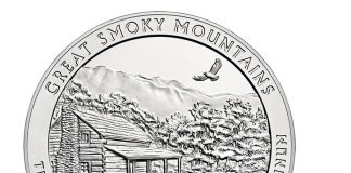 2014 Great Smoky Mountains 5 Oz Silver Uncirculated Coin Released Reverse of the Shenandoah National Park Silver Coin