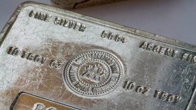 Gold, Silver Close Lower; US Mint Gold Coin Sales Rise Silver bullion bar