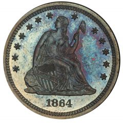 1864 25C PCGS PR67 - Obverse