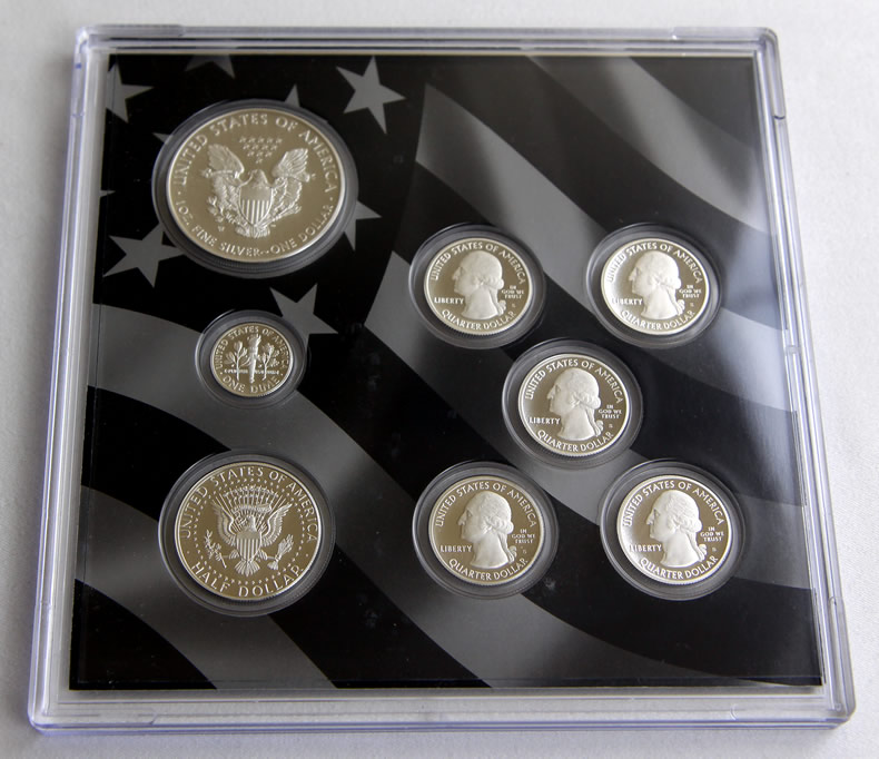 Back view of the lens of coins for 2013 Limited Edition Silver Proof Set