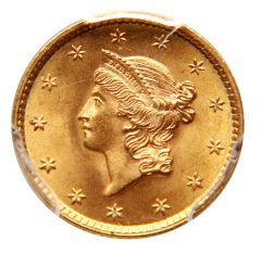 Lot 384 - G$1 1853 PCGS MS67 CAC EX SIMPSON