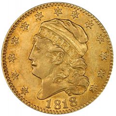 Lot 402 - $5 1818 PCGS AU55 CAC HARRY BASS