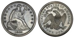1865 with motto Seated dollar in silver, Judd-434