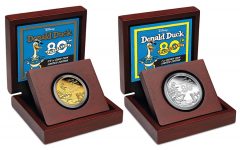 2014 80th Anniversary of Donald Duck Gold and Silver Coins in Presentation Case