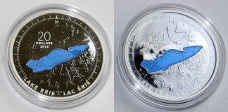 2014 Lake Erie Silver Coin Third in Canadian Great Lakes Series 2014 Canadian Lake Erie Silver Coin (c)
