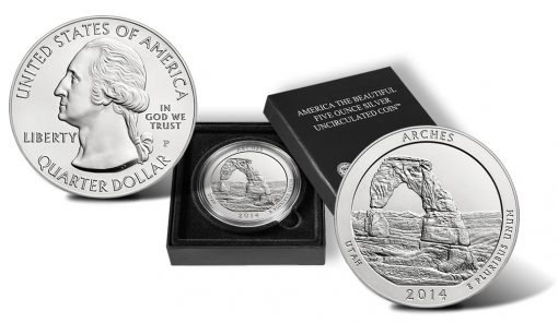 2014-P Arches National Park Silver Uncirculated Coin and Case