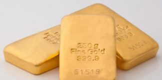 Gold Drops for 6th Session, Silver Rises; US Mint Coins Gain Three 250g fine gold bars