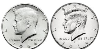 2014 Kennedy Half-Dollar Uncirculated Coin Set for Semicentennial 1964 Kennedy Half-Dollar vs 2014 Kennedy Half-Dollar