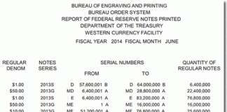 US Government Prints 528 Million Banknotes in June 2014 BEP Money Production in Fort Worth TX, June 2014