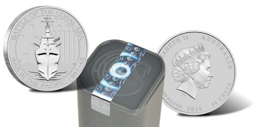 Perth Mint 2014 Battle of the Coral Sea Silver Bullion Coins and 20-Coin Tube
